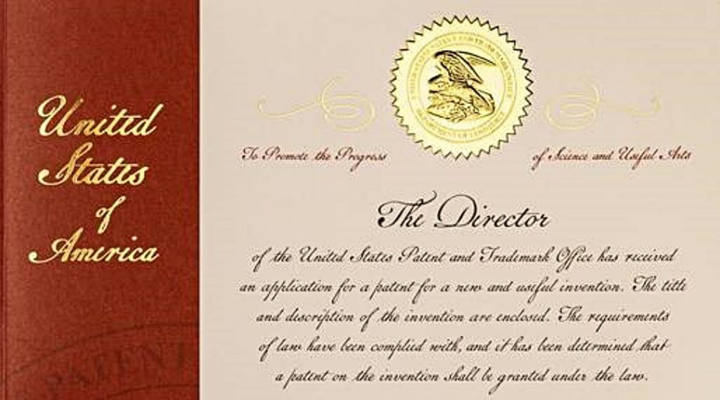 Section of USPTO award letter to illustrate ideas and inventions involved in Intellectual Property law and patent, copyright and trademark attorney in Irvine, California.